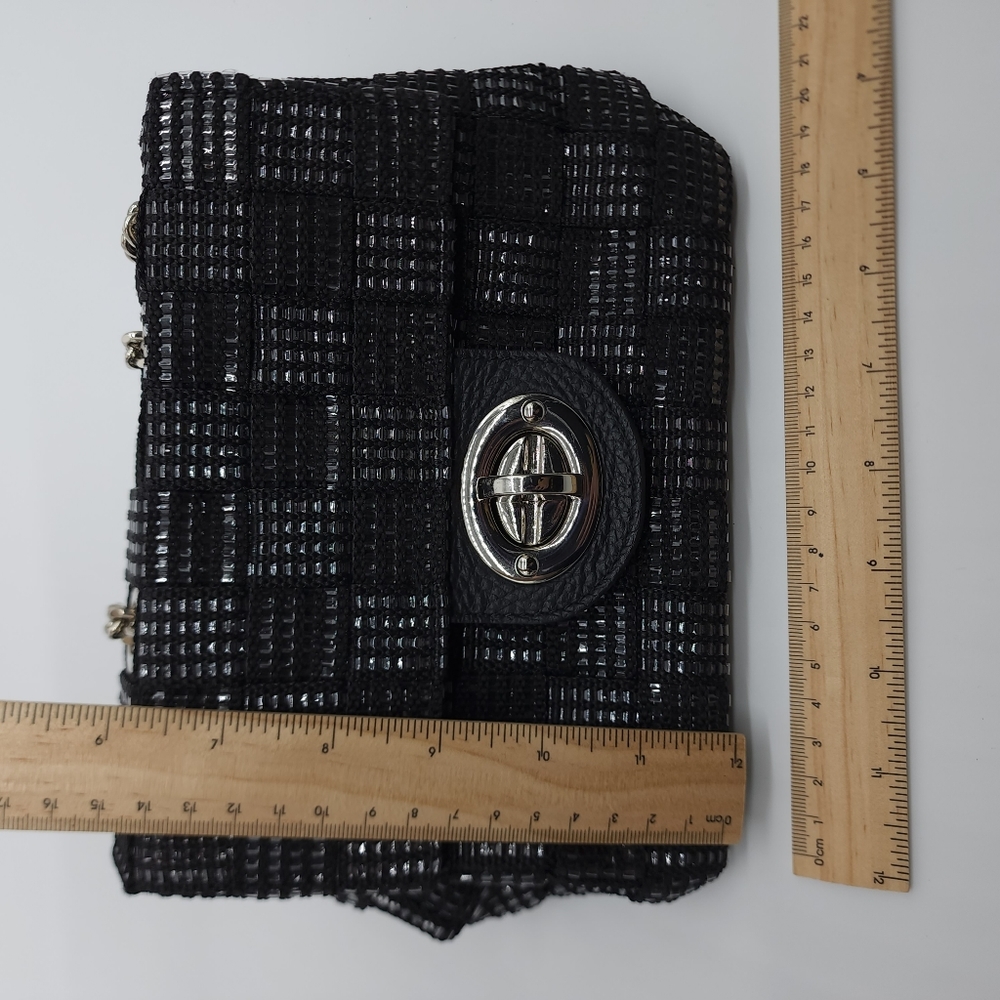 Alma Tonutti Handmade Italian Artisan Black Metallic Woven Crossbody Handbag - Picture 10 of 16